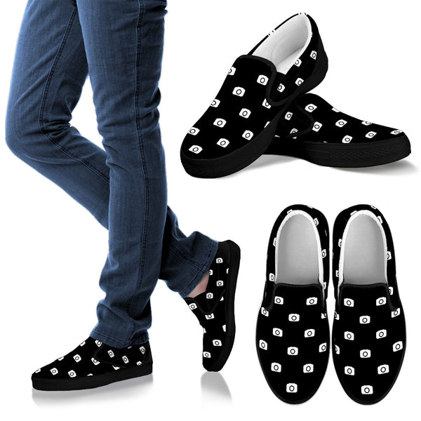 Minimalistic Camera Print Slip Ons - Men