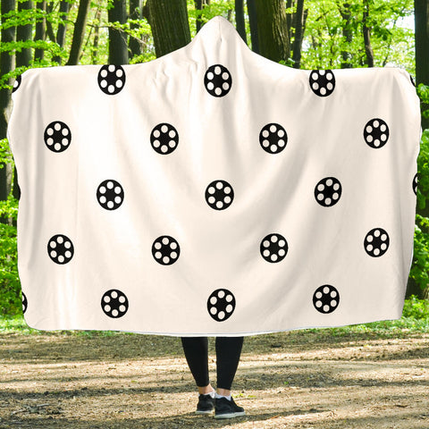 Film Reel Pattern - Hooded Blanket (White)