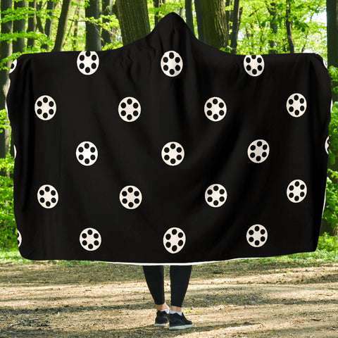 Film Reel Pattern - Hooded Blanket (Black)