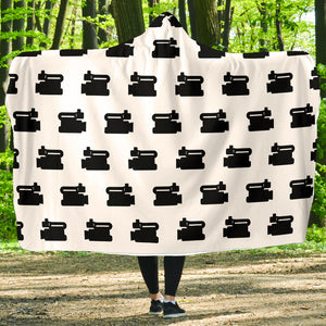 Film Camera Pattern - Hooded Blanket (White)