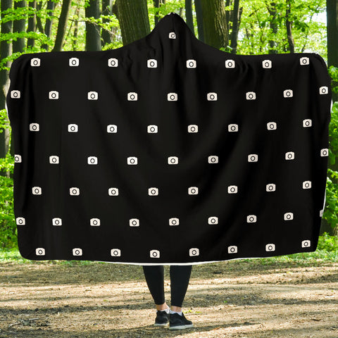 Mini Photo Camera Pattern - Hooded Blanket