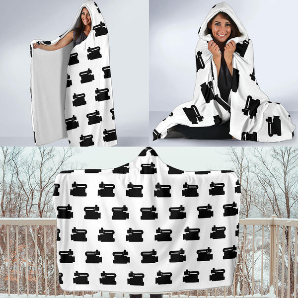 Film Camera Pattern - Hooded Blanket (White)