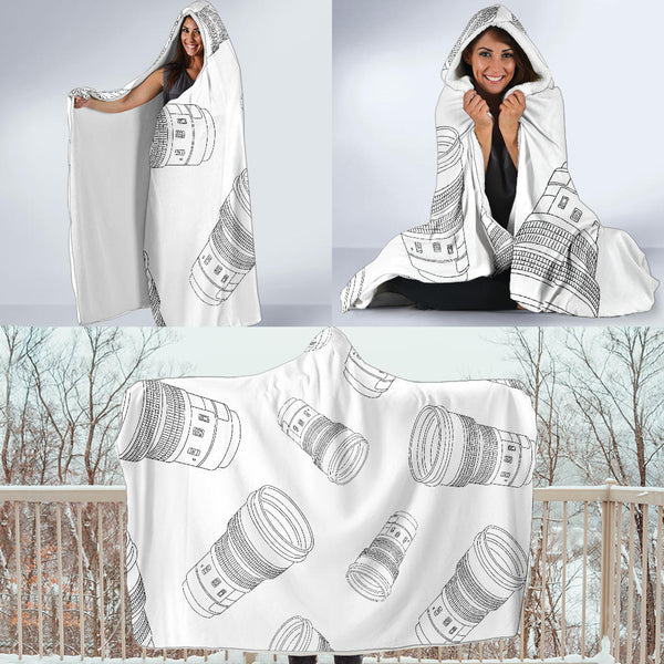 Camera Lens - Hooded Blanket (White)