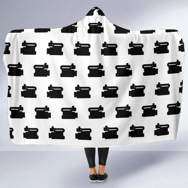 Film Camera Pattern - Hooded Blanket (White)